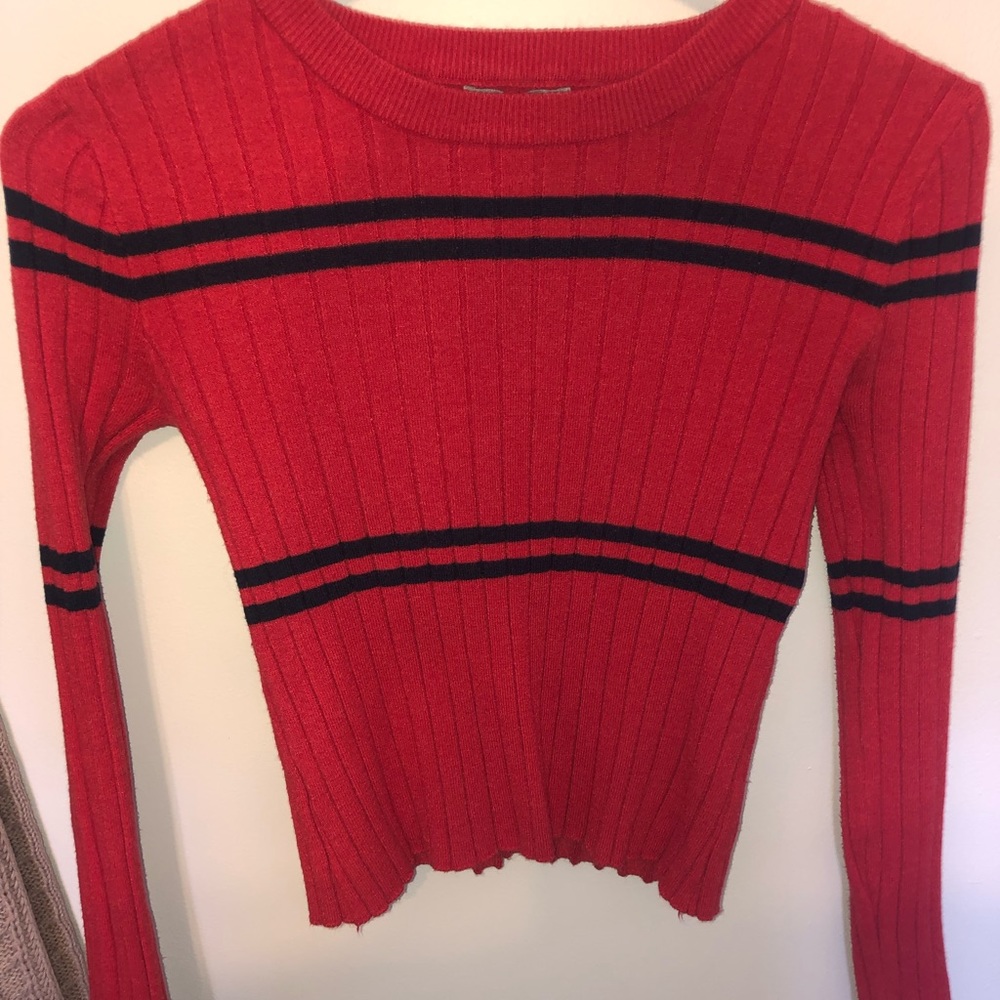 Striped Red and Navy blue long sleeved shirt